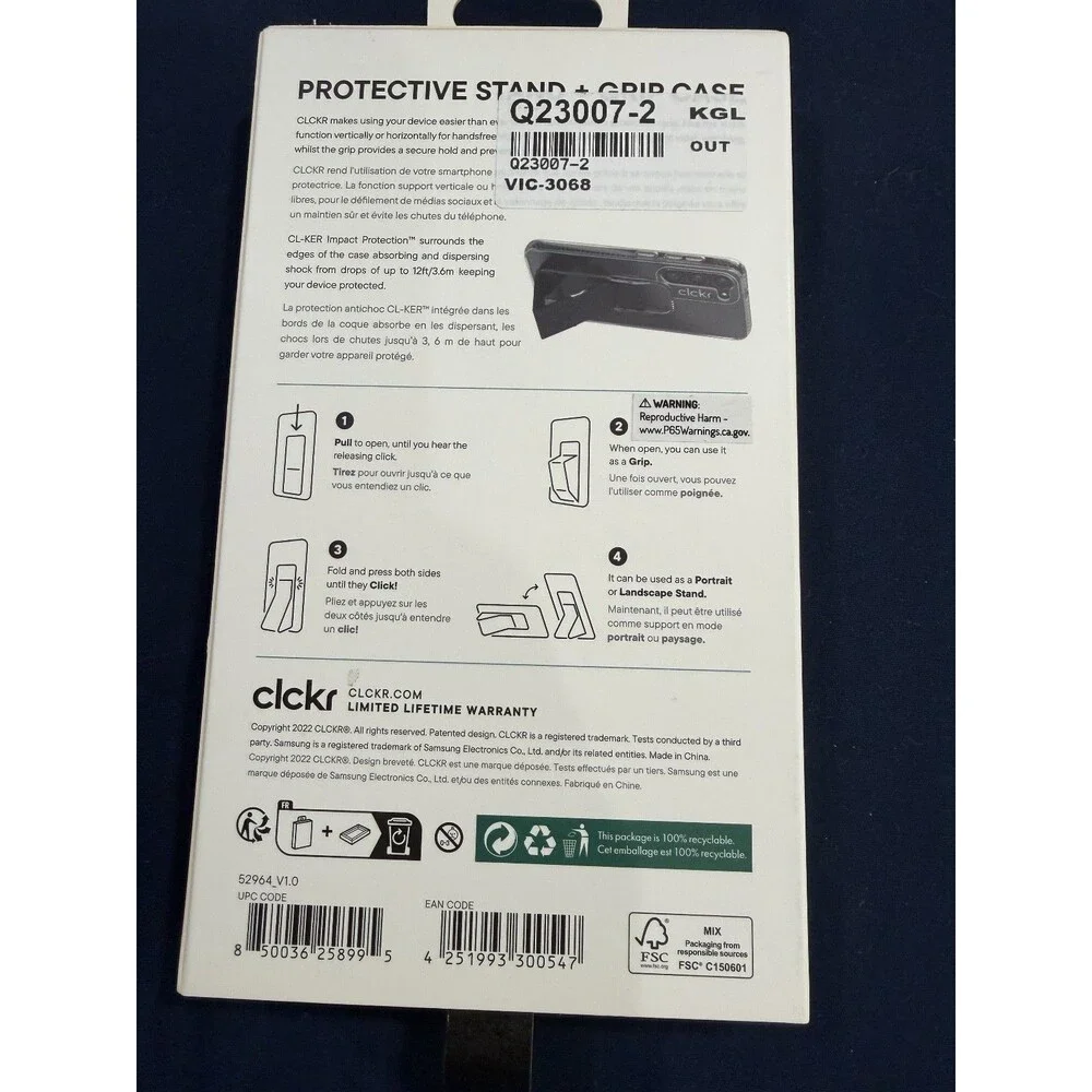CLCKR Stand + Grip Series Case for Samsung Galaxy S23 - Black - NEW IN BOX